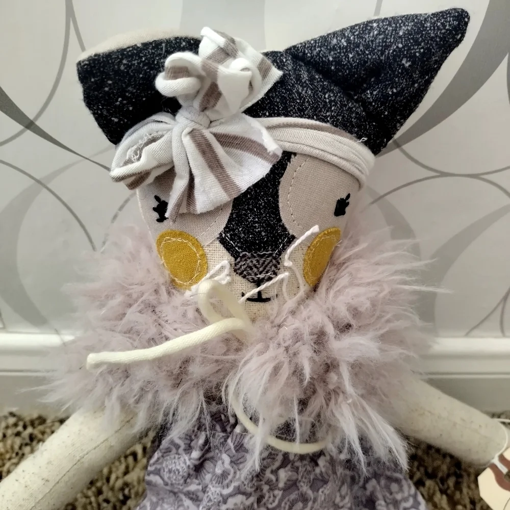 Dainty Cheeks Kitty In Dress Hairbow Handmade Doll